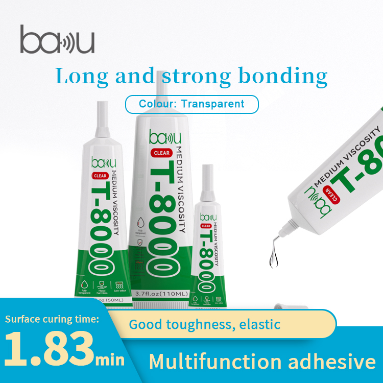 BAKU T-8000 Universal Adhesive uitable for various purposes including mobile phone repairs, crafts, jewelry making, DIY projects, acrylic bonding, and more.