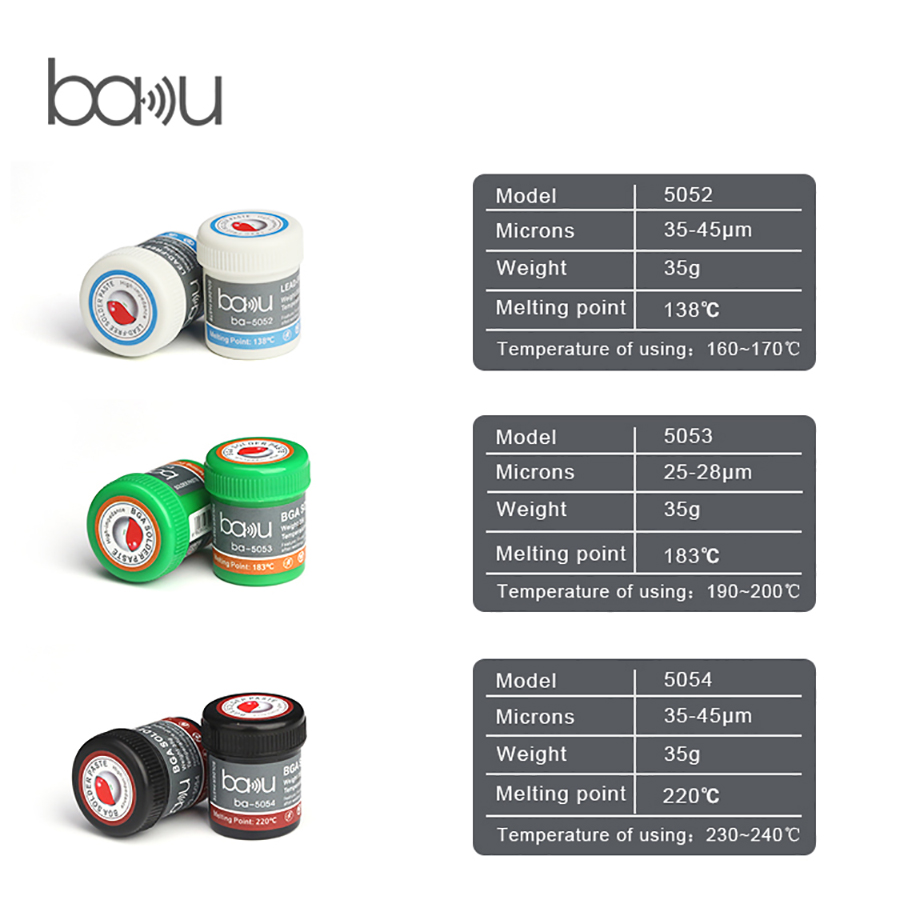 Lead free solder paste BAKU ba-5052/ba-5053/ba-5054 high impedance soldering paste flux