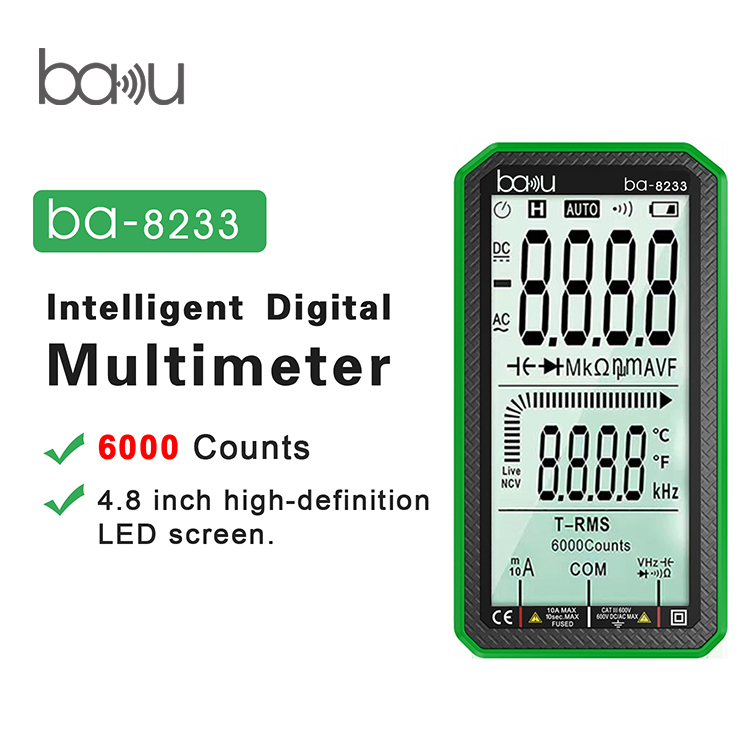 BAKU ba-8233 Intelligent digital multimeter 6000 Counts high-definition LED screen