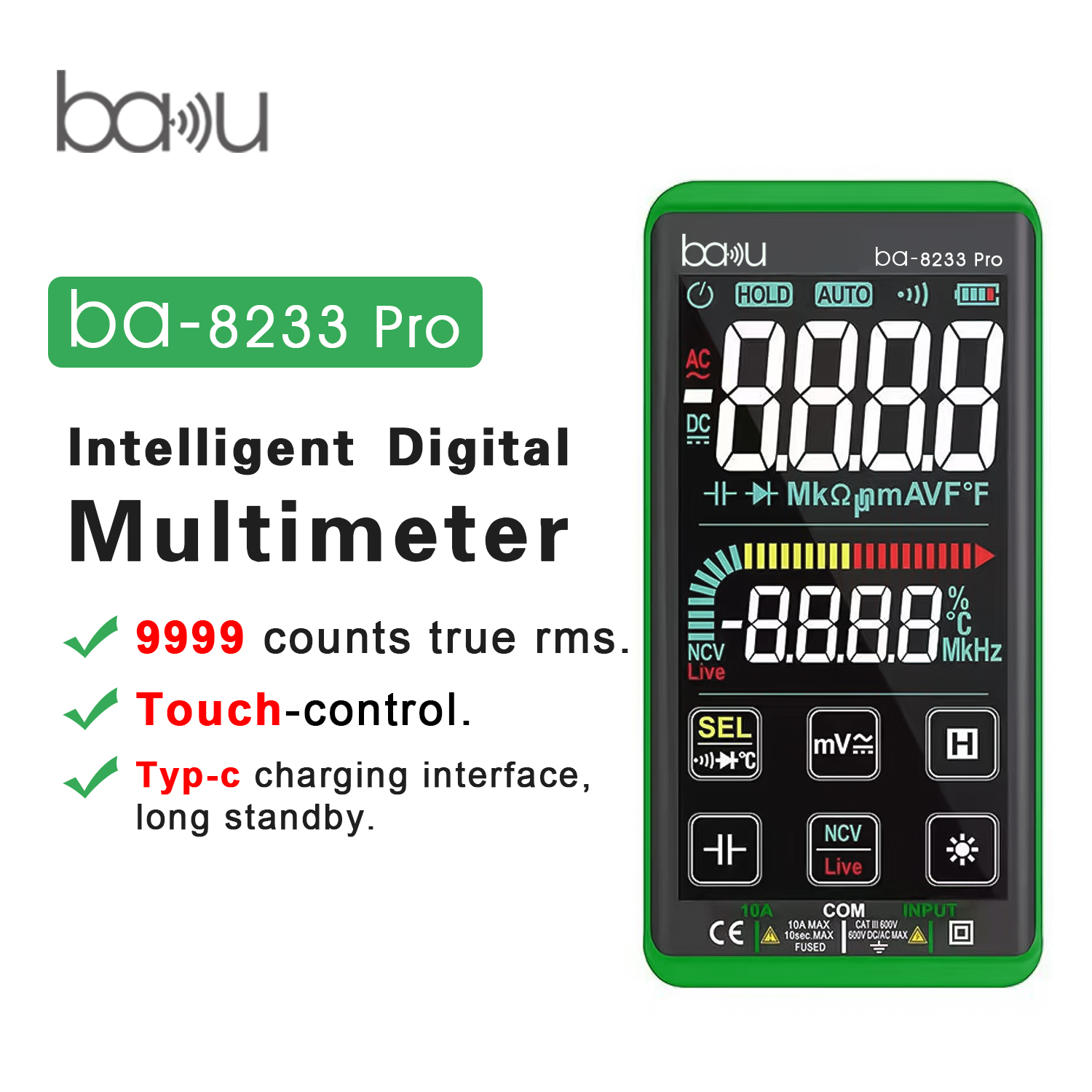 BAKU Hot selling Touch-control ba-8233 Pro Intelligent Digital Multimeter