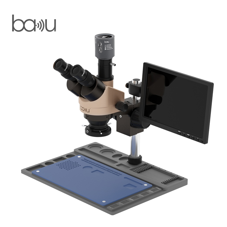 BAKU ba-011 latest video camera binocular microscope table stand PCB SMD repair electronic microscope for jewelry
